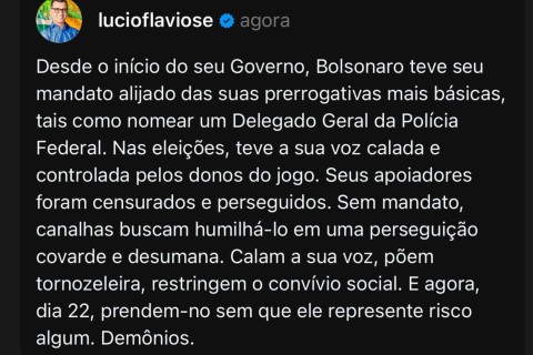 VEREADOR DE ARACAJU "LÚCIO FLÁVIO" SE REVOLTA COM PRISÃO DO EX-PRESIDENTE BOLSONARO
